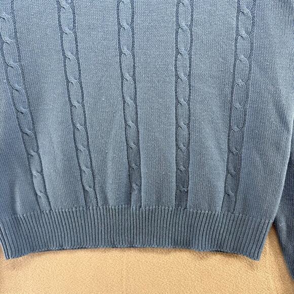 Vintage Tarleton Sweater Mens Large Chunky Cable Knit Preppy V Neck Knit 70s 80s - Picture 2 of 7